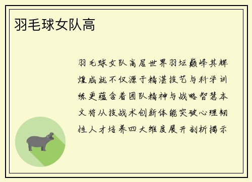 羽毛球女队高