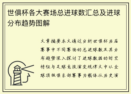 世俱杯各大赛场总进球数汇总及进球分布趋势图解